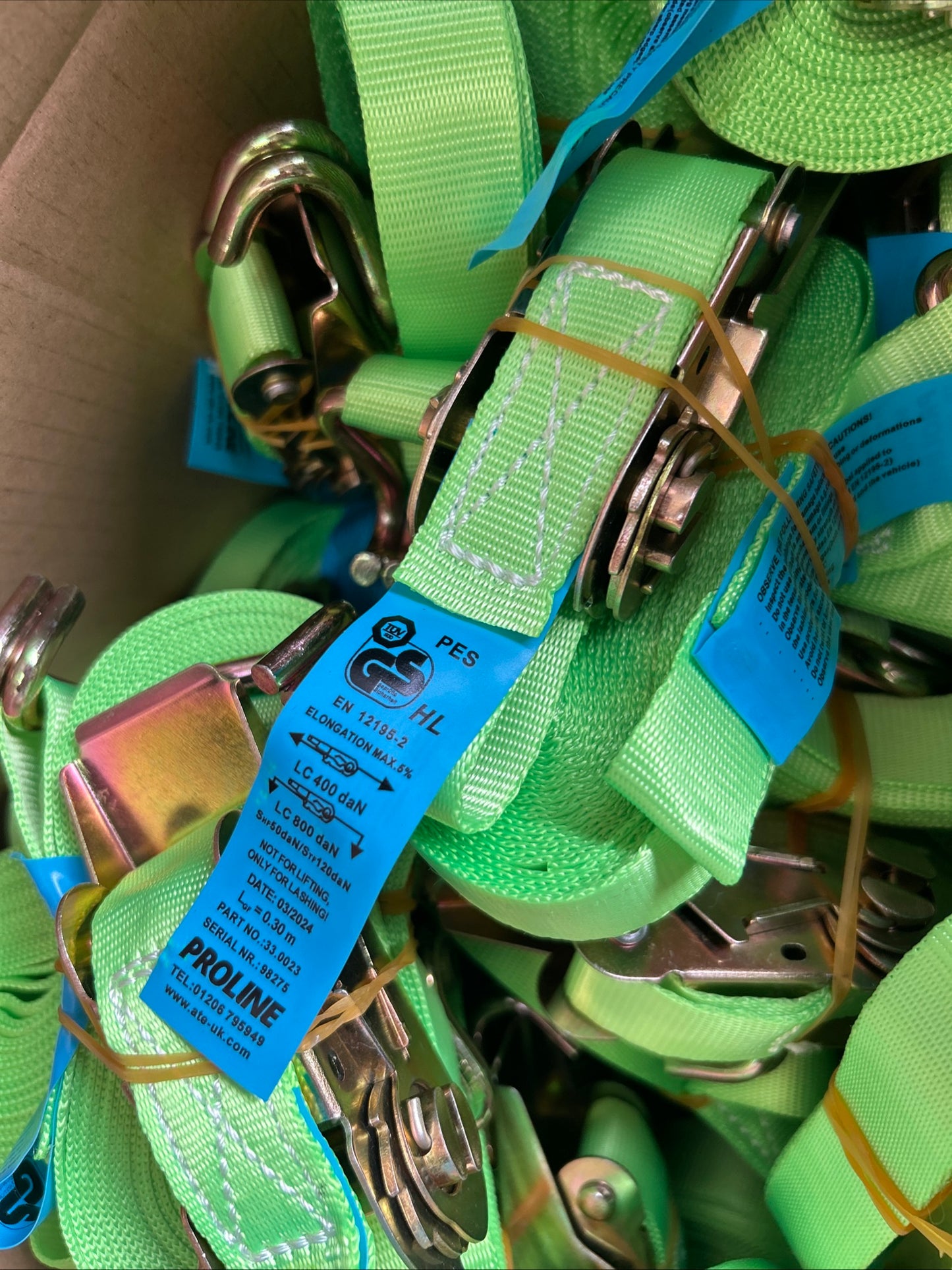 75 Proline Ratchet Lashing Straps Green 800KG