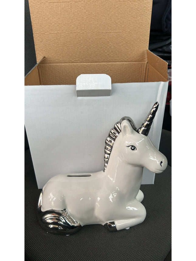240x 18cm Silver Played Unicorn Money Box