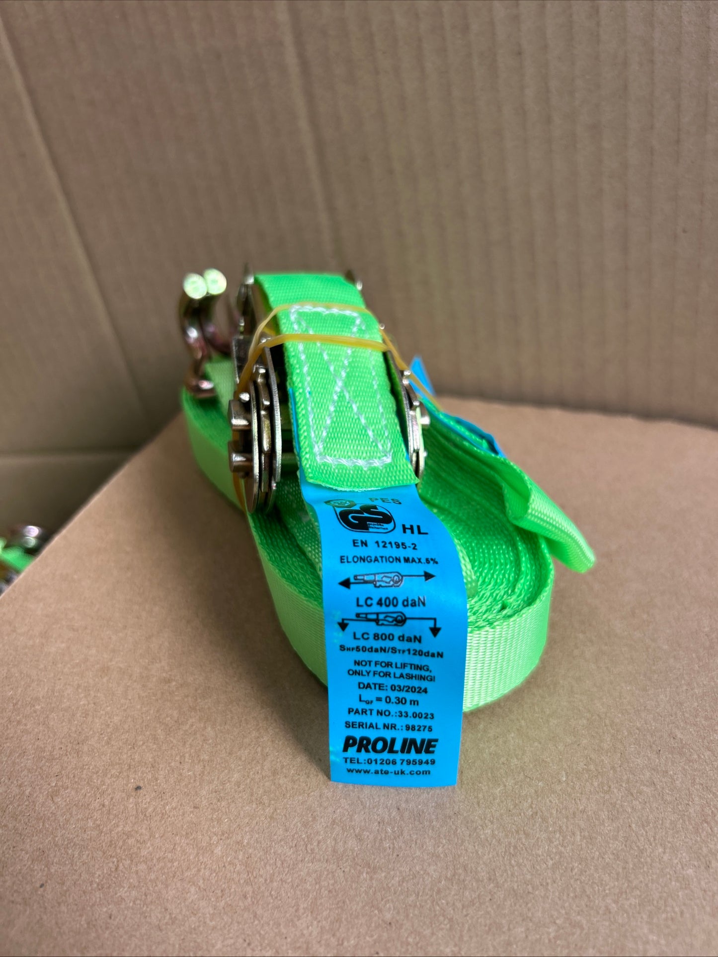 75 Proline Ratchet Lashing Straps Green 800KG