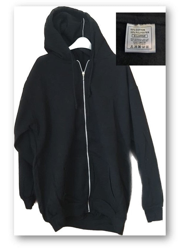 400x Black Zip Up Hoodie One Size XL