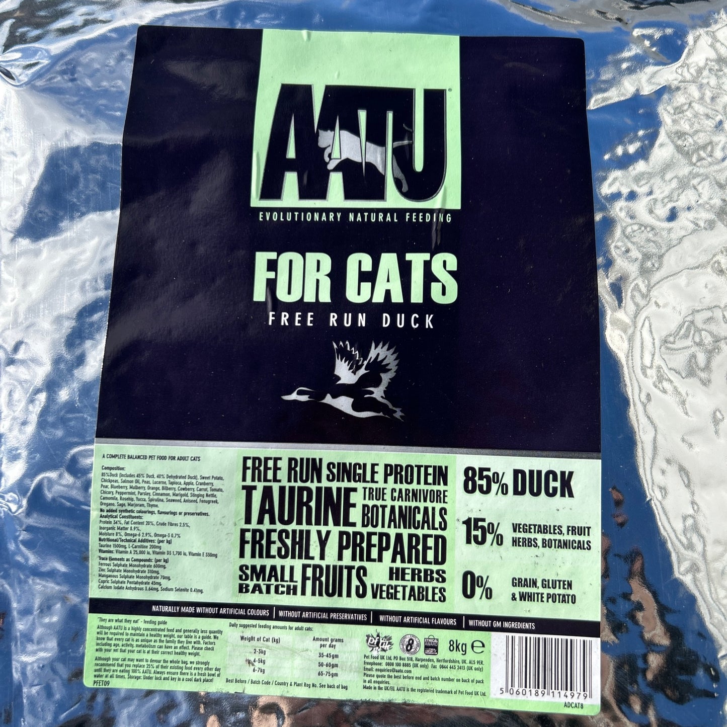 50x AATU Free Run Duck Cat Food 8kg